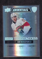 2021-22 Credentials Grigori Denisenko Debut Ticket Access Rookie Card # 125. rookie card picture