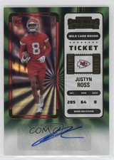2022 Panini Contenders Ticket Wild Card Round Justyn Ross Rookie Auto RC 0l44. rookie card picture