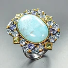 Jewellery 20 ct+ Natural Turquoise Ring 925 Sterling Silver Size 8 /R465082