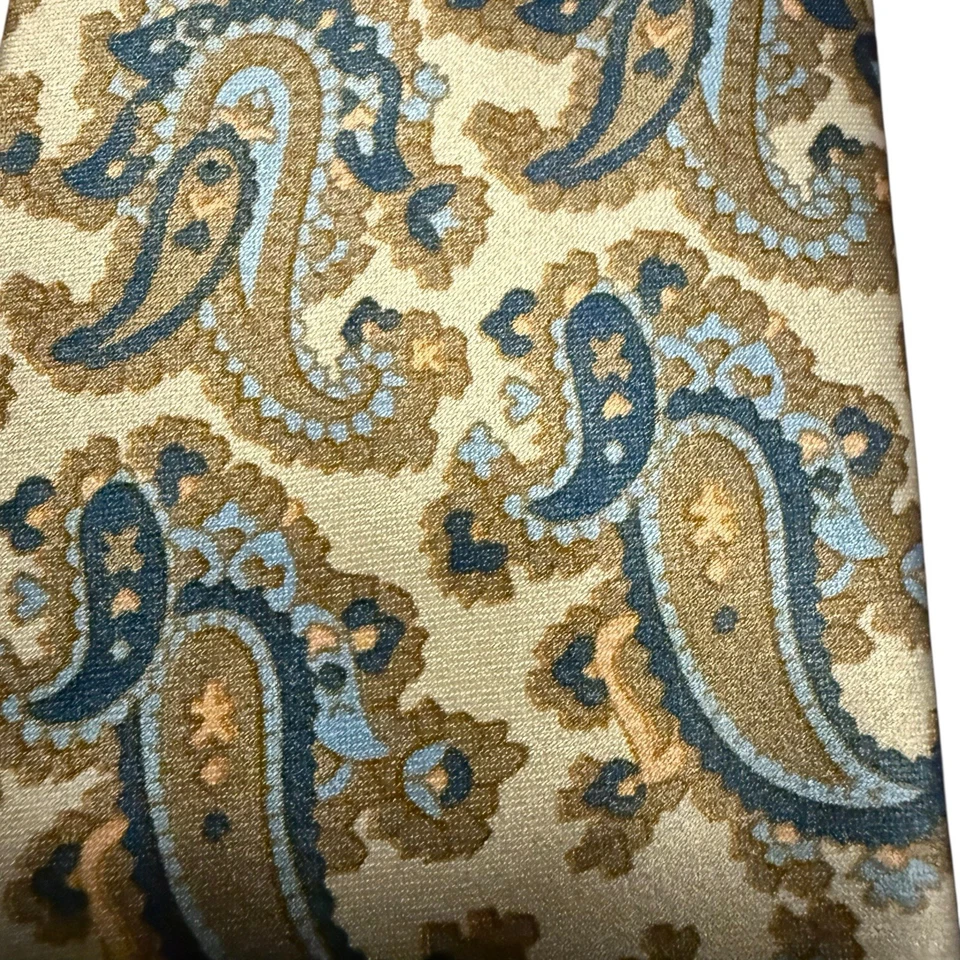 Corbata de cuello vintage de poliéster amarillo pálido multicolor cachemira 53”L X 3”W para hombre Foto 3 de 4