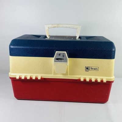 Vintage Sears Tackle Box 34431 Famous Lure Red White & Blue