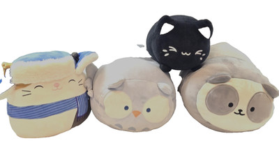 Plushies Great Condition Panda, Owl, Cats - Anirollz, Tasty Peach, Squishmallow