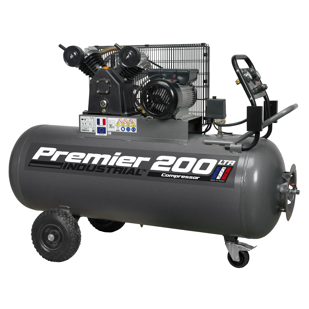 Belt Drive Air Compressor 200L with Front Control Panel 3hp, Sealey SAC3203B B