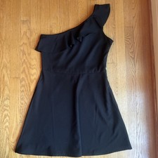 NWT Banana Republic Solid Black One Shoulder Ruffle Dress Women’s Sz:8 $88