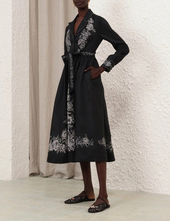 ZIMMERMANN black midi shirt dress size 0/ US 4 NWOT