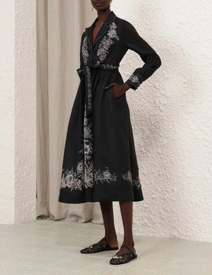 knee length dresses for ladies Maddison Midi Dress in Claudia Rose Black main image 1