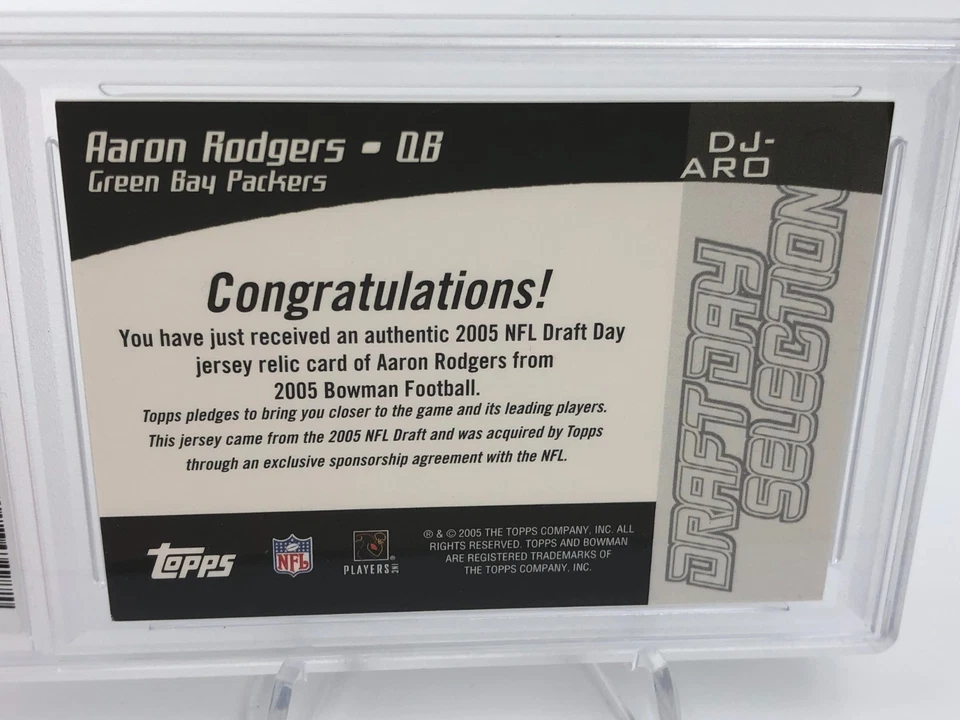 AARON RODGERS ROOKIE JERSEY Card 2005 Bowman DRAFT DAY SELECTIONS Packers PSA 8 - Image 4 of 4