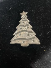 925 Sterling Silver Christmas Tree Brooch Vintage 1.75” X 1.5”