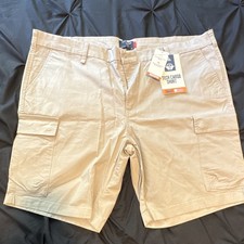 Dockers Tech Cargo Shorts Smart 360 Flex Beige Cotton Moisture Wicking