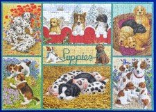 PRE-LOVED: Falcon de luxe Happy Puppies by Sarah Adams 500 piece jigsaw puzzle