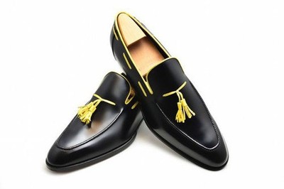 Tussle schwarze Schuhe handgefertigte Halbschuhe Freizeit elegant Hochzeit Lederschuhe Hausschuhe