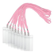 80 Set Name Tag Holders with Lanyard for Office, Pink 3x2 Inch