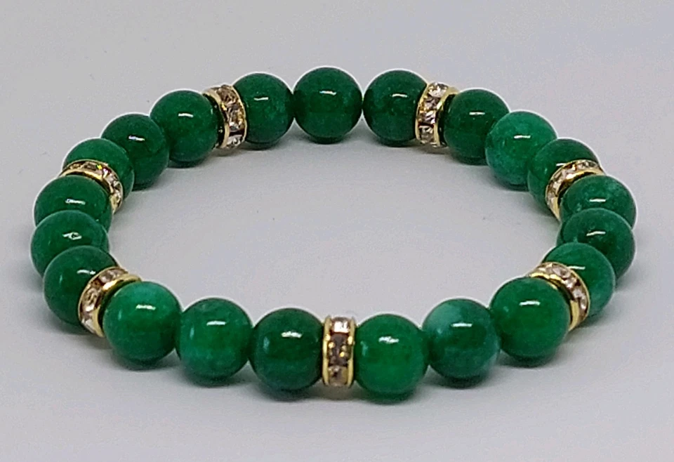 Naturstein Perlen Armband Grüne Jade 8mm Schmucksteinperlen/Halbedelsteinperle - Bild 3 von 4