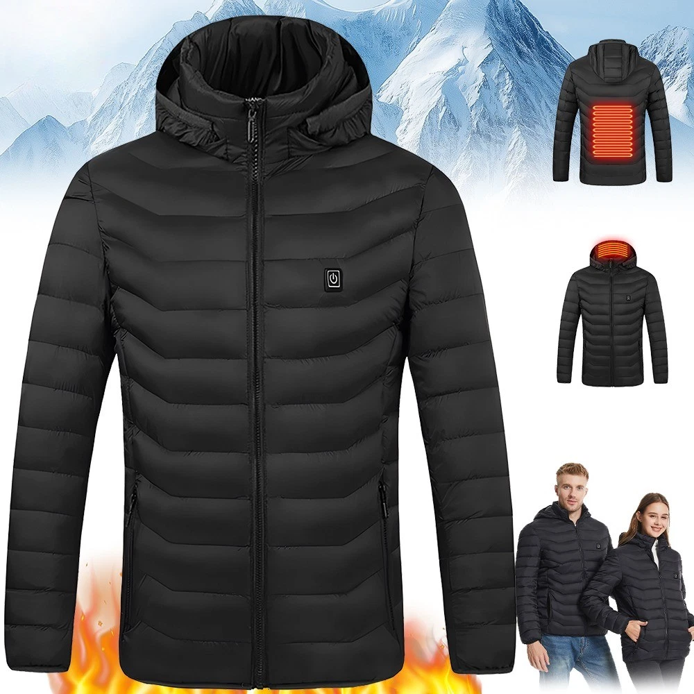 Winter Heated Jacket Thermostat Adjustable USB Electric Warming Heating Hooded