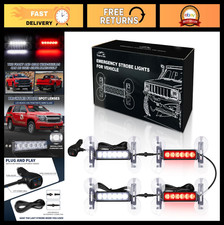 4x 6.1 Waterproof Emergency Strobe Lights - Redwhite Led Hazard Warning For Tr