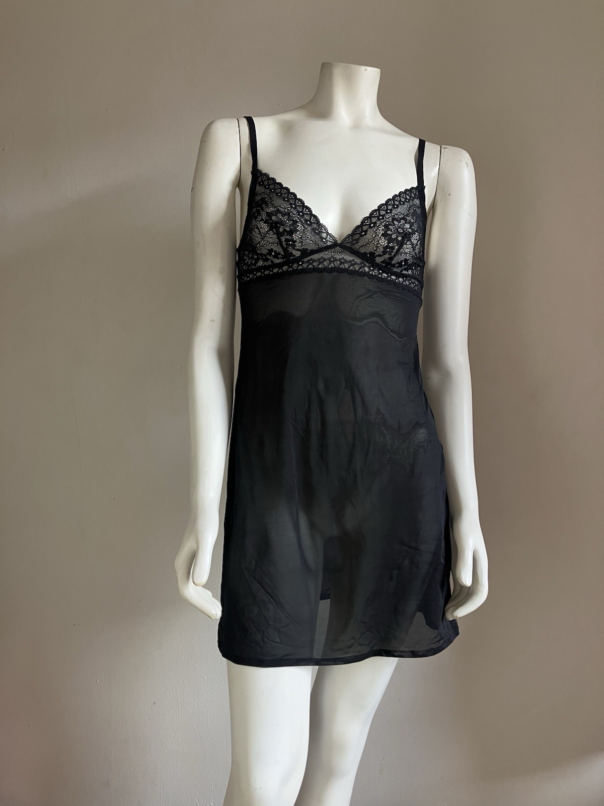 La Perla Black Sheer Lace Babydoll Chemise Lingerie Dress IT 40 / US S image 2