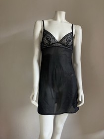 La Perla Black Sheer Lace Babydoll Chemise Lingerie Dress IT 40 / US S