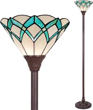 Tiffany Torchiere Floor Lamp 70 Inches Tall Dark Bronze Pole Green Romantic Styl