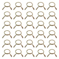 30Pcs 12mm ID 13.7mm OD Fuel Line Hose Clips 65Mn Spring Clips Clamps Gold