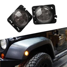 2pcs Smoke Amber Side Marker Lights Turn Signal Lamp For 2007-2018 wrangler JK