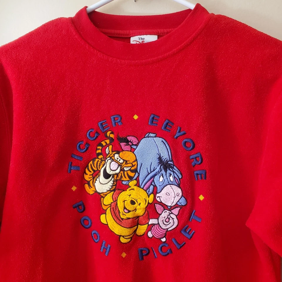 Vintage The Disney Store Winnie The Pooh & Friends Red Pullover Sweatshirt EUC - Image 2 of 4