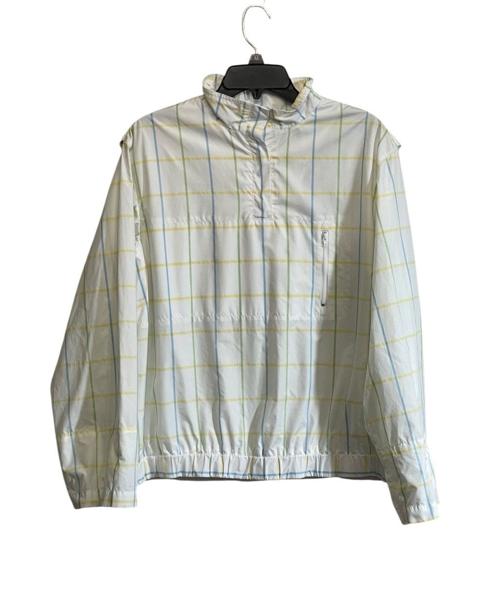Liz Golf Women’s Large Windbreaker Pullover Snap Jacket Pastel Plaid Mesh Lined