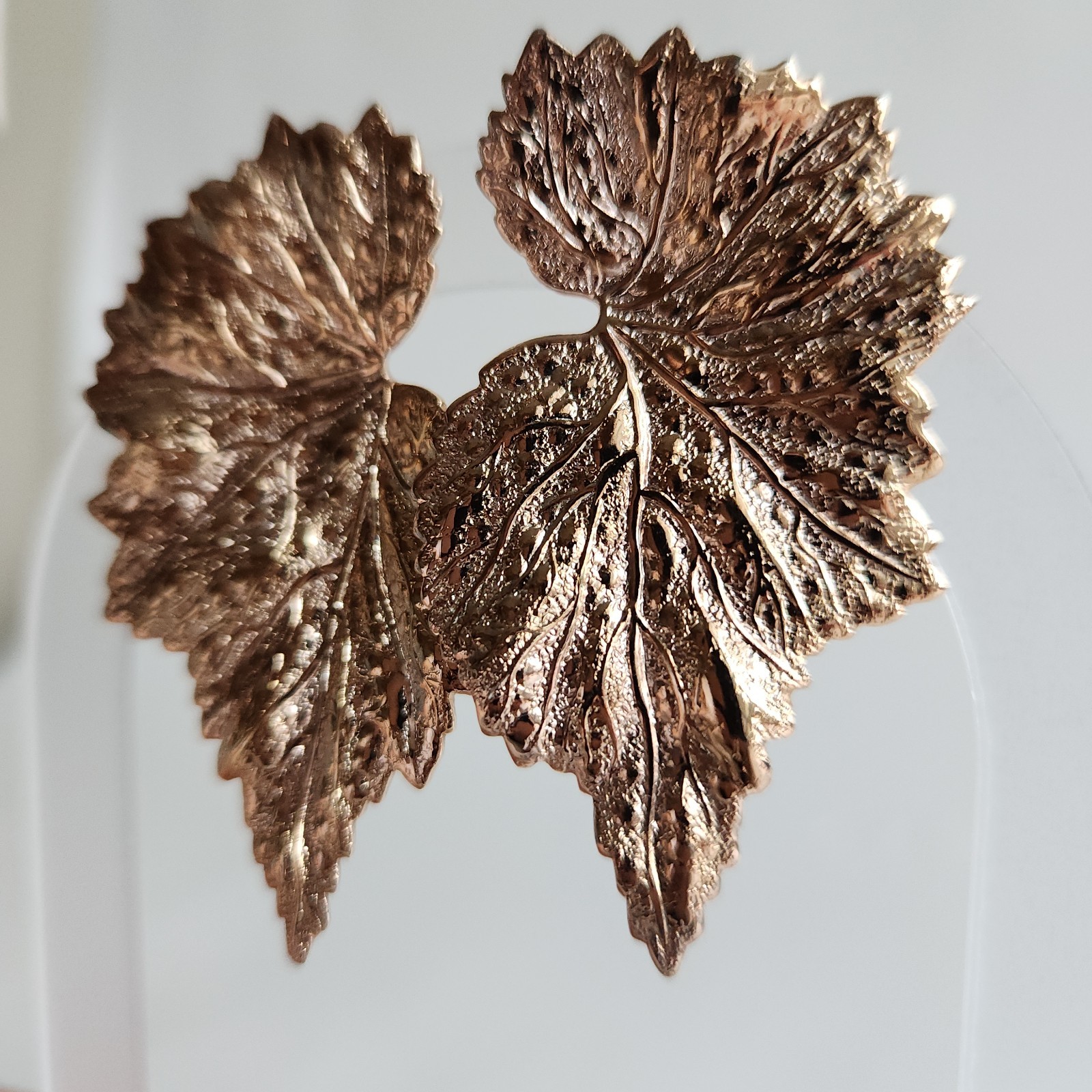 Large Gold-Tone Leaf Statement Stud Earrings 2” F… - image 4