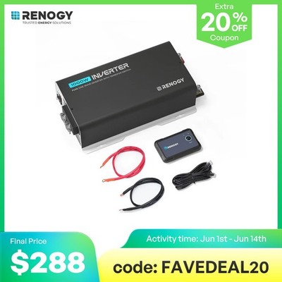 Renogy 12V 3000W Pure Sine Wave Inverter UPS Transfer Switch Built-in Bluetooth