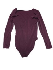 Old Navy Women Burgundy Plum Long Sleeve Bodysuit Top Size L