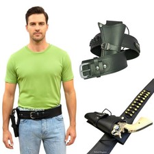 Cowboy Western Revolver Single Gun Holster Gürtel schwarz & braun echtes Rindsleder