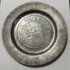 Rare Vintage 1996 Bon Chef Pewter Metal 10” Katz’s Deli & Bar Serving Plate