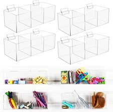 4 Pack Clear Slatwall Acrylic Retail Tray 3 Compartment Dump Bin Acrylic Stor...