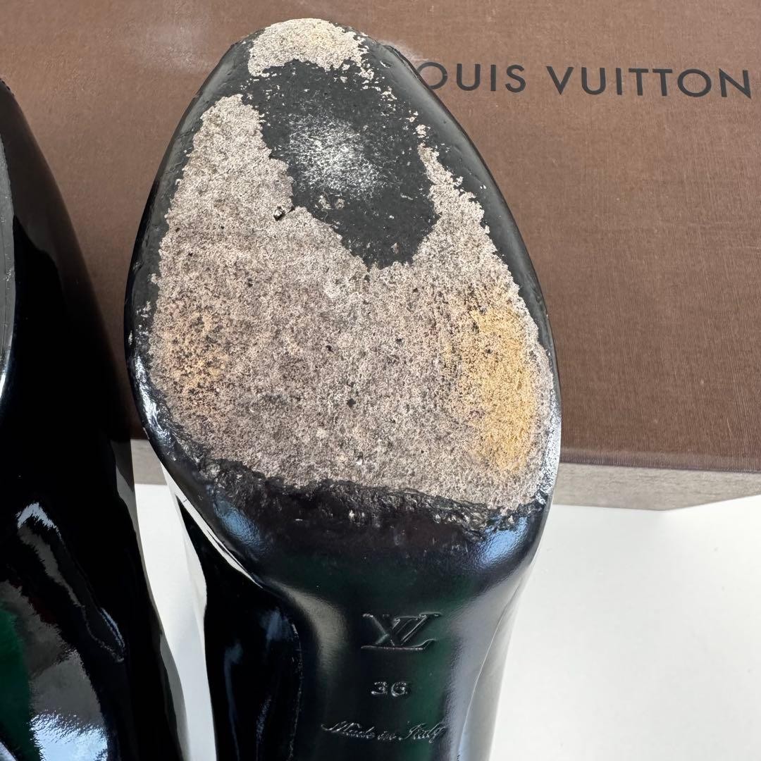 Louis Vuitton Women's Pumps Open-Toe Enamel Size:36/JP:23.5 Black 135488K Authen thumbnail 9