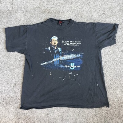 Vintage 1997 Babylon 5 Sci Fi TV Fashion Victim Distressed T Shirt XL