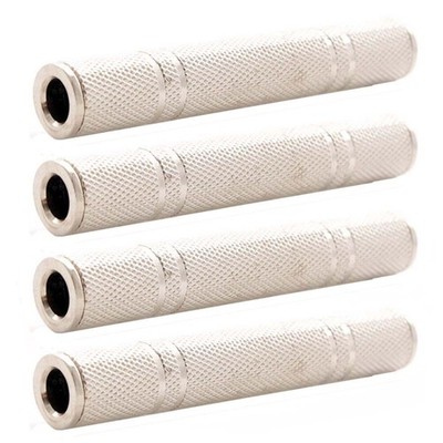 4 Pcs 1/4'' 6.35mm Female to Female Coupler Stereo Audio Adapter Connector Nickel
