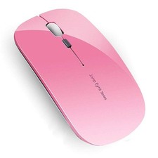 Slim Rechargeable Wireless Mouse 2.4G Silent Mouse USB C Adapter Pink