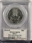 2014-D Kennedy Half Dollar PCGS MS70 Silver 50th Anniversary First Strike