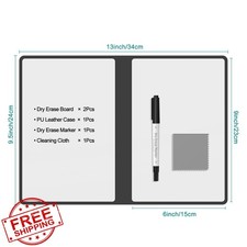 Portable Dry Erase Board Notebook Grey 9.5"x6.6" Reusable Whiteboard w/ Marke...