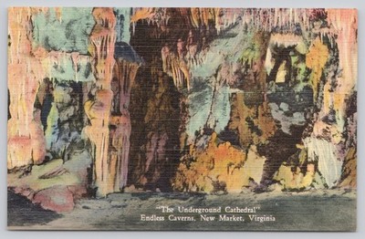 Endless Caverns VA ''Underground Cathedral'' Linen Postcard Marken & Bielfeld