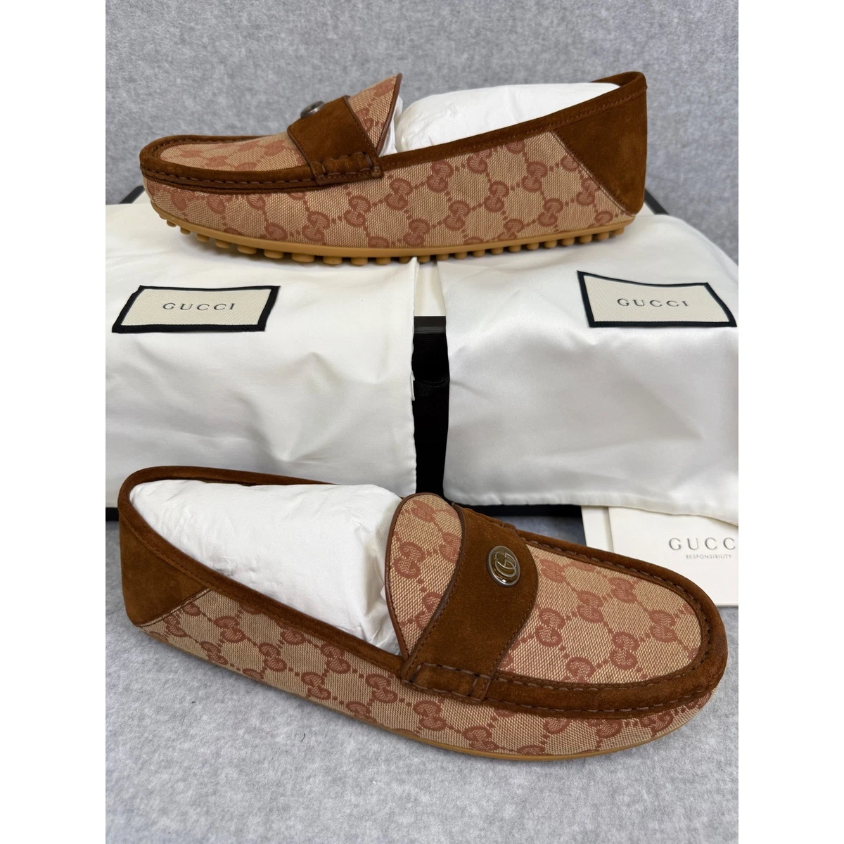 GUCCI Brown Suede Driver Loafers Men\'s US Size 12 1/2 run a bit big Gucci Men main image 3