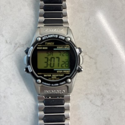 Vintage Timex Atlantis 100 Watch Men Silver Tone Black  display picture 1