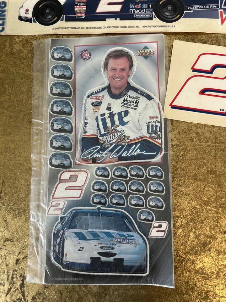 Lot Of 4 Vintage Nascar Rusty Wallace Items, 3 Window Clings, 1 Sticker Sheet. — 第 2/4 张图片