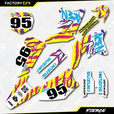 Yellow & Blue Retro Fierce Racing Graphics Kit fits 07-09 Suzuki RMZ250 RMZ 250