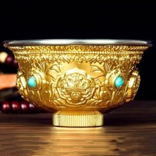 7pc Buddhism Water Cup Handicraft Alloy Tibetan Buddha Bowl Altars Decorative