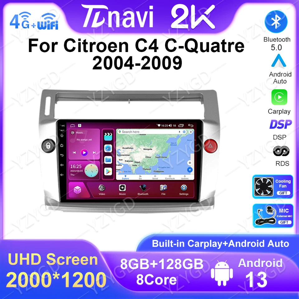 Car Radio For Citroen C4 C-Triomphe C-Quatre 2004-2009 Video Player GPS Screen - Image 2 of 4