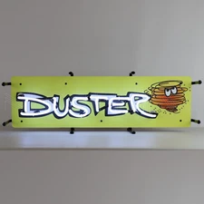 Plymouth Duster Junior White Neon Sign w Backing by Neonetics 26" X 8" 5SMLDS