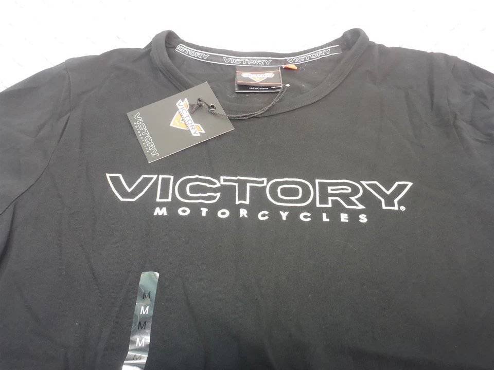 Camiseta negra con logotipo VICTORY P286325403 para mujer talla mediana M Foto 2 de 3