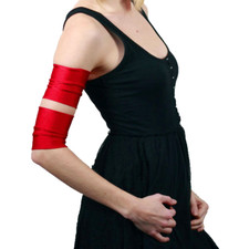 Stretchy Arm Bands Red Wrestler Costume Gloves Cuffs Cosplay Anime Halloween NWT