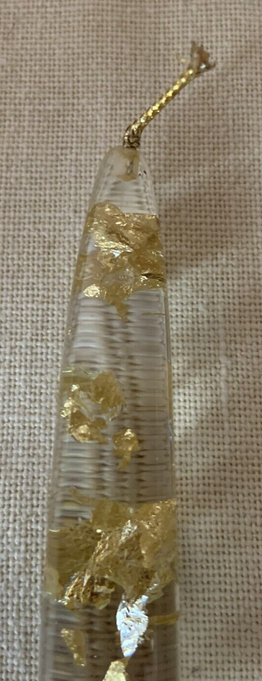 2 Nachtmann vintage Lucite taper decorative Clear Gold Flake candle