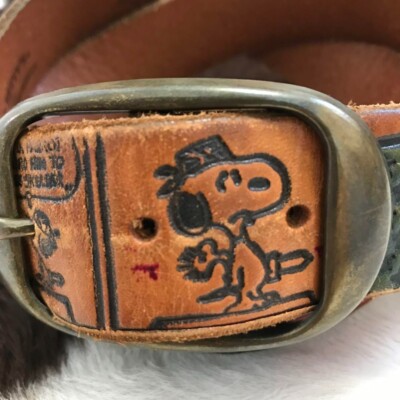 Old Betty's x Snoopy Peanuts Leather Belt Brown Size 34 USED